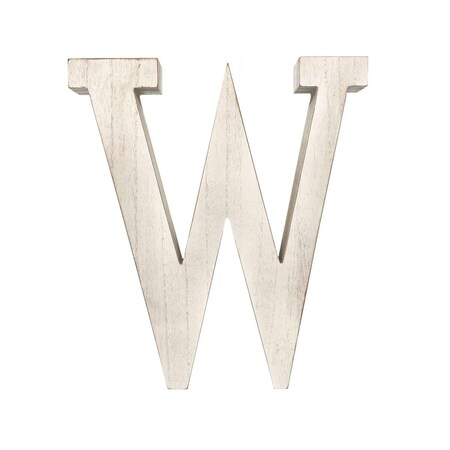 Homeroots 16 in. Distressed Wooden Initial Letter W Sculpture, White Wash 478375